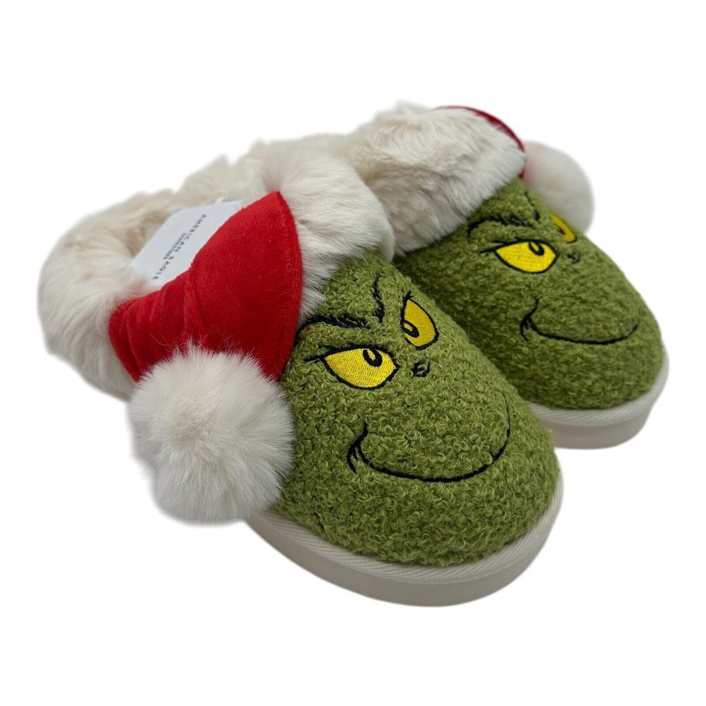 American Eagle Grinch Scuff Slipper Womens 10 Christmas Santa Slip On House Shoe